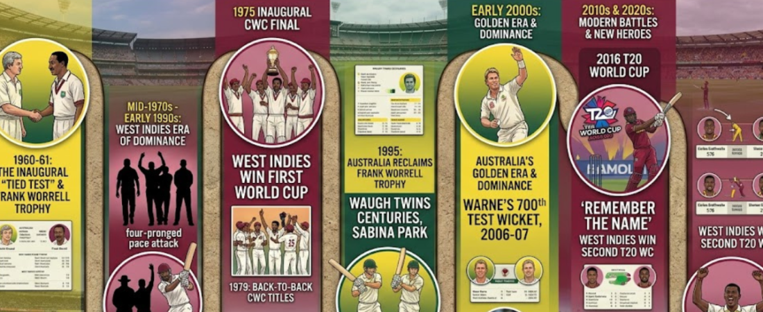Australia vs West Indies Cricket Timeline & History