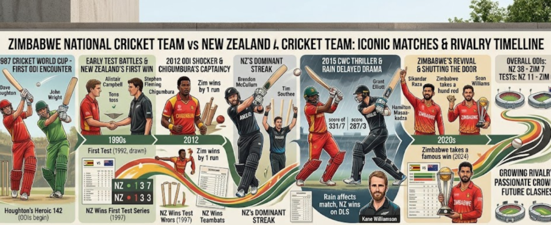 Zimbabwe vs New Zealand Cricket Timeline History