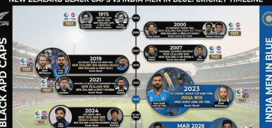 New Zealand vs India Cricket Team Timeline
