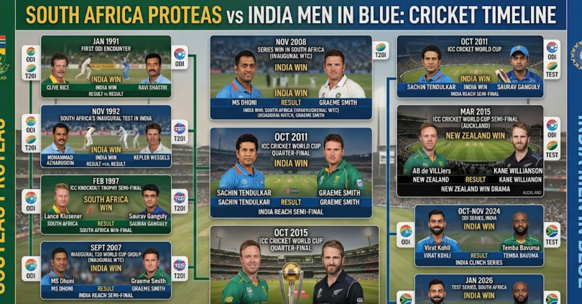 South Africa vs India Cricket Team Timeline